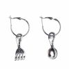 Spoon Fork Shape Drop Earrings Asymmetric Cute Big Circle Round Hook Dangle Hoop Earrings; 3 Pack