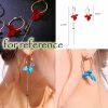 Camellia Flowers Long Chain Earring Asymmetric Circle Long Tassel Dangle Earrings for Women