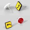Traffic Sign Women Stud Earrings Stop Sign Tiny Earrings; 4 Pairs