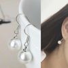 Simple Beads Rhinestone Dangle Earrings Round Ball Drop Earrings White; 10 Pairs