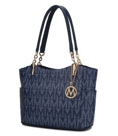 MKF Collection Braylee M Signature Tote Handbag by Mia k (Material: Polycarbonate, Color: Navy)