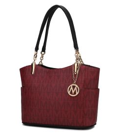 MKF Collection Braylee M Signature Tote Handbag by Mia k (Material: Polycarbonate, Color: BURGUNDY)