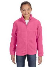 Youth 8 oz. Full-Zip Fleece - SAFETY YELLOW - S (Color: CHARITY PINK, size: S)