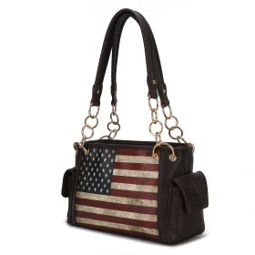 MKF Collection Alaina Vegan Leather Women Flag Shoulder Bag by Mia K (Material: Vegan Leather, Color: Chocolate)