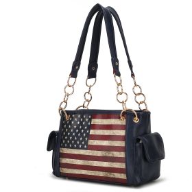 MKF Collection Alaina Vegan Leather Women Flag Shoulder Bag by Mia K (Material: Vegan Leather, Color: Navy)