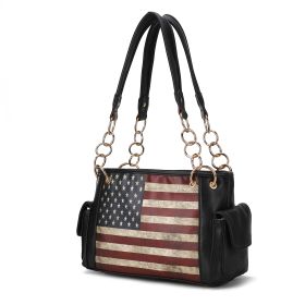 MKF Collection Alaina Vegan Leather Women Flag Shoulder Bag by Mia K (Material: Vegan Leather, Color: Black)