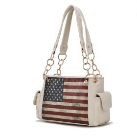 MKF Collection Alaina Vegan Leather Women Flag Shoulder Bag by Mia K (Material: Vegan Leather, Color: Beige)