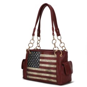 MKF Collection Alaina Vegan Leather Women Flag Shoulder Bag by Mia K (Material: Vegan Leather, Color: BURGUNDY)