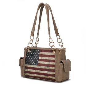 MKF Collection Alaina Vegan Leather Women Flag Shoulder Bag by Mia K (Material: Vegan Leather, Color: Taupe)