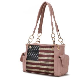MKF Collection Alaina Vegan Leather Women Flag Shoulder Bag by Mia K (Material: Vegan Leather, Color: Rose Pink)