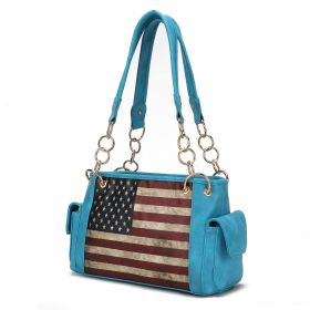 MKF Collection Alaina Vegan Leather Women Flag Shoulder Bag by Mia K (Material: Vegan Leather, Color: Turquoise)