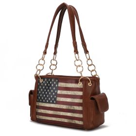 MKF Collection Alaina Vegan Leather Women Flag Shoulder Bag by Mia K (Material: Vegan Leather, Color: Tan)