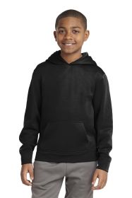 Sport-Tek Youth Sport-Wick Fleece Hooded Pullover YST244 (Color: Black, size: L)