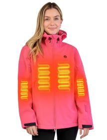 Heated Jacket for Women, ANTARCTICA GEAR Winter Coat with 12V 16000mAh Battery Pack, Soft Shell Heating Hood Jacket (Color: Pink, size: M)