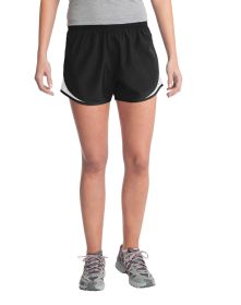 Sport-Tek Ladies Cadence Short LST304 (Color: Black/ White/ Black, size: XXL)