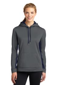 Sport-Tek Ladies Sport-Wick Fleece Colorblock Hooded Pullover LST235 (Color: Dark Smoke Grey/ Navy, size: 4XL)