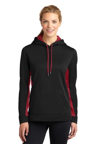 Sport-Tek Ladies Sport-Wick Fleece Colorblock Hooded Pullover LST235