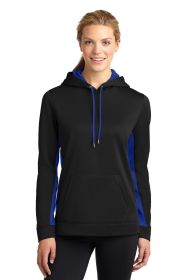 Sport-Tek Ladies Sport-Wick Fleece Colorblock Hooded Pullover LST235 (Color: Black/ True Royal, size: XS)