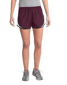 Sport-Tek Ladies Cadence Short LST304 (Color: Maroon/ White/ Black, size: XS)