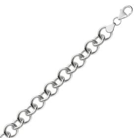 Sterling Silver Rolo Style Polished Charm Bracelet with Rhodium Plating (size: 7.25 inches)
