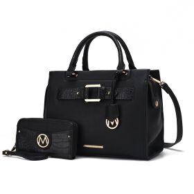 MKF Collection Virginia Vegan Leather Women Tote Bag with Wallet by Mia K (Material: Vegan Leather, Color: Black)
