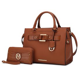 MKF Collection Virginia Vegan Leather Women Tote Bag with Wallet by Mia K (Material: Vegan Leather, Color: Cognac)