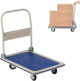 Bosonshop Folding Platform Cart Heavy Duty Hand Truck Moving Push Flatbed Dolly Cart for Warehouse Home Office;  660 lbs Weight Capacity (Capacity: 660 lbs)