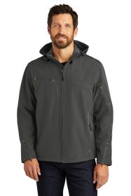 Port Authority Textured Hooded Soft Shell Jacket J706 (Color: Charcoal/ Lemon Yellow, size: L)