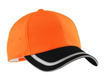 Port Authority Enhanced Visibility Cap C836 (Color: Safety Orange/ Black, size: OSFA)