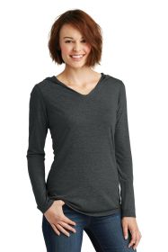 District Women's Perfect Tri Long Sleeve Hoodie DM139L (Color: Black Frost, size: XXL)
