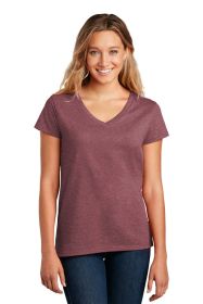 District Women's Re-Tee V-Neck DT8001 (Color: Maroon Heather, size: S)