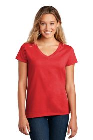 District Women's Re-Tee V-Neck DT8001 (Color: Ruby Red, size: 3XL)