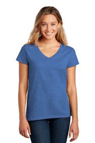 District Women's Re-Tee V-Neck DT8001 (Color: Blue Heather, size: L)