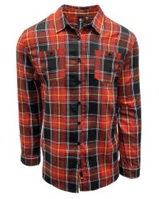 Burnside B8220 Men's Perfect Flannel Work Shirt (Color: FIRE RED/ BLACK, size: 3XL)