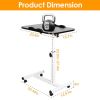 Rolling Laptop Table Portable Computer Desk Movable Table with Adjustable Height Tilting Angle
